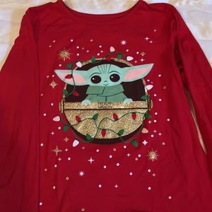 Girls size extra large baby Yoda Christmas tee